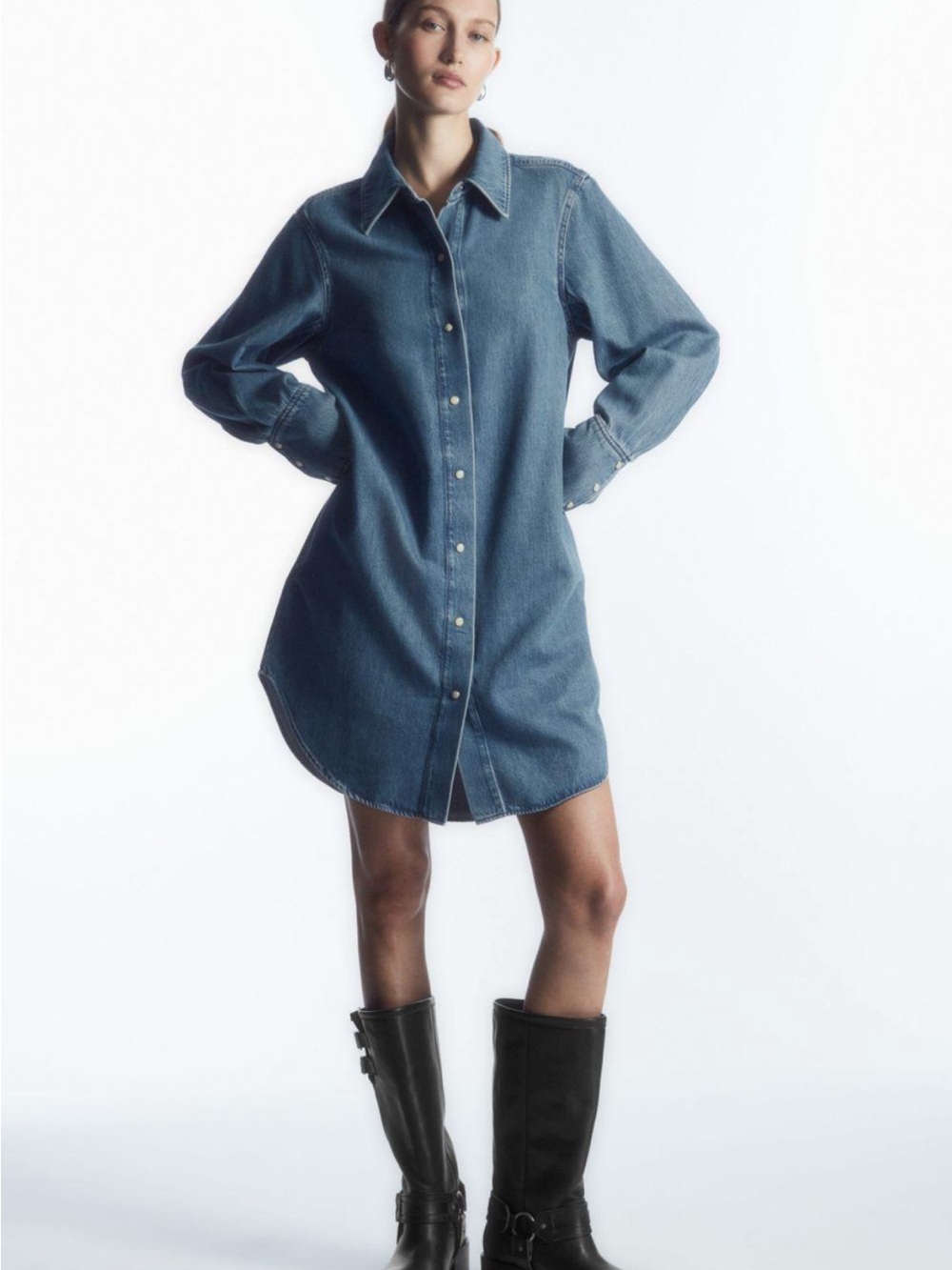 COS Oversized Denim Mini Shirt Dress Size 6